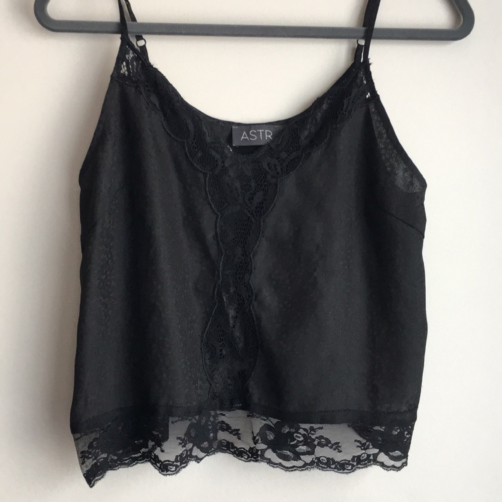 Silky black lace top size S